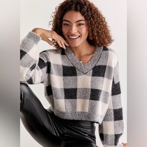 Black & White Fuzzy Check Sweater